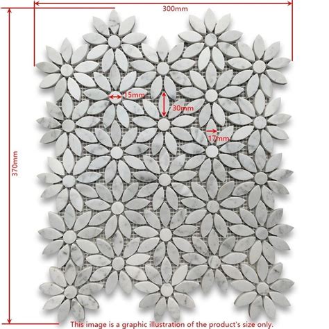 carrara white marble daisy flower pattern mosaic tile polished in 2021 mosaic flowers mosaic