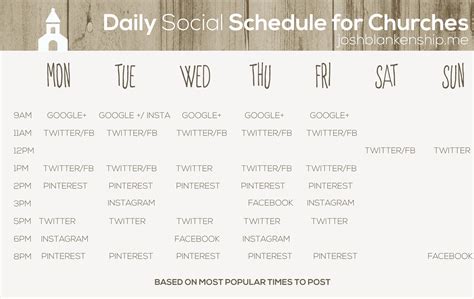 Church Social Media Calendar Template