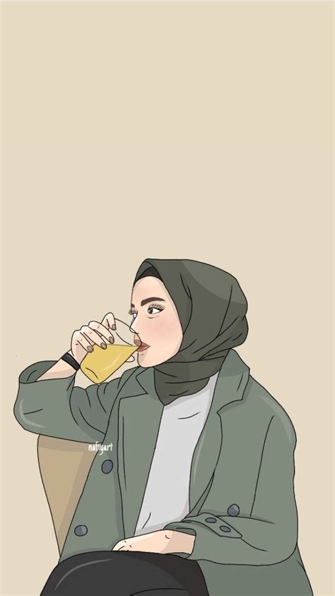 Aesthetic Girl Hijab Cartoon Ilustrasi Karakter Ilustrasi Animasi