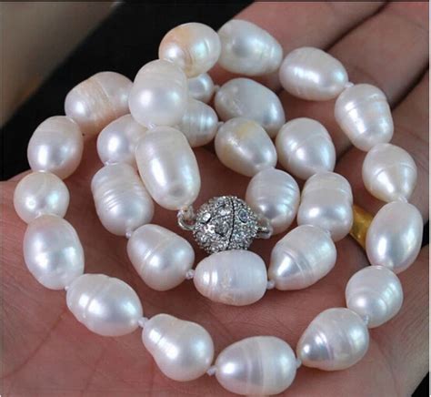 Free Shipping Rare Mm White Cultured Baroque Real Pearl Necklace