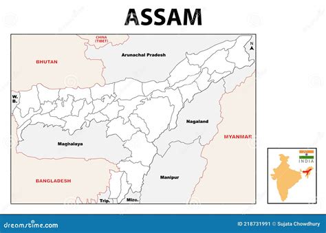 Assam Map Political And Administrative Map Of Assam With Districts