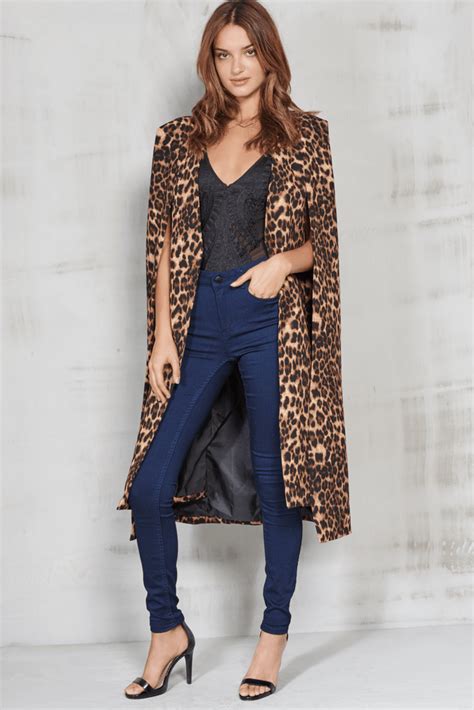 leopard print collarless cape coat lavish alice