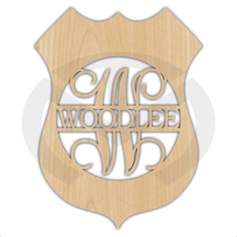 Unfinished Wood Police Badge Door Hanger Laser Cutout w/ Your | Etsy