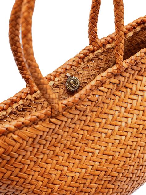 Dragon Diffusion Grace Small Woven Leather Basket Bag In British Tan