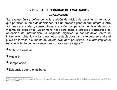 Documento 4 Tipos De Evidencias Técnicas De Evaluación