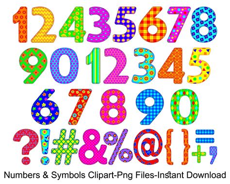 Zahlen Clipart Bunte Zahlen Und Symbole Clip Art Gemusterte Zahlen