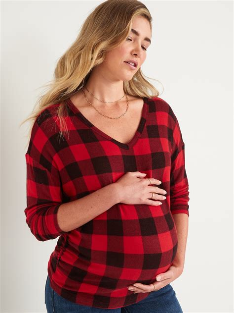 Maternity Cozy Knit Long Sleeve V Neck T Shirt Old Navy