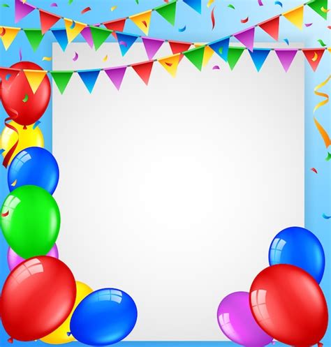 Premium Vector Birthday Background With Balloons And Blank Sign
