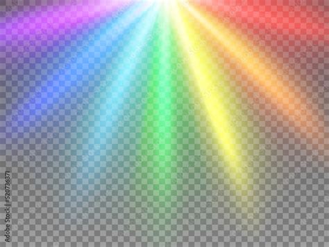 Rainbow Rays On Transparent Background Light Beams Of Color Spectrum