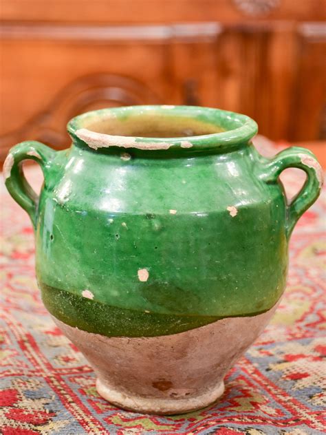 Petite Antique French Confit Pot With Green Glaze With Images