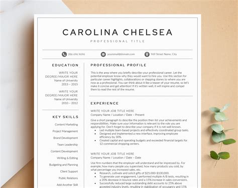 Resume Template Professional Resume Template For Word Etsy
