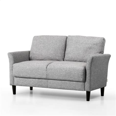 Zinus Love Seat Sofa Lounge Couch Furniture 2 Seater Fabric Light Grey