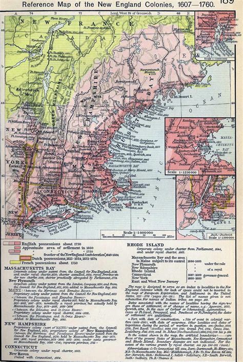 Map Of The New England Colonies 1607 1760 New England States New