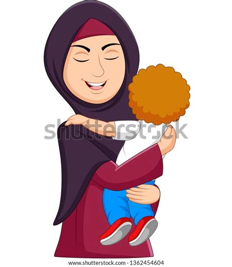 Muslim Mother Hugging Her Son Stock Illustration 1362454604 Shutterstock