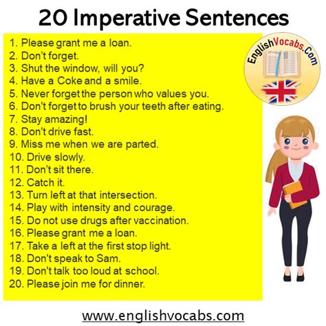 10 Imperative Sentences Examples Of Imperatives English Vocabs