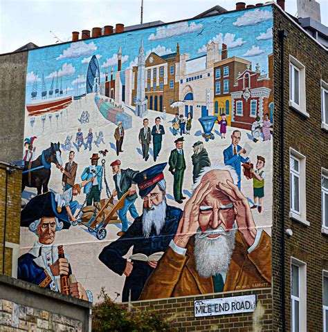 Mural On Mile End Road Of Famous People In Whitechapel London History