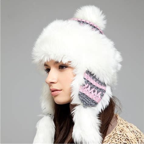 Womens Fur Hat Winter Hats Ear Flaps Russian Bomber Snow Hats For