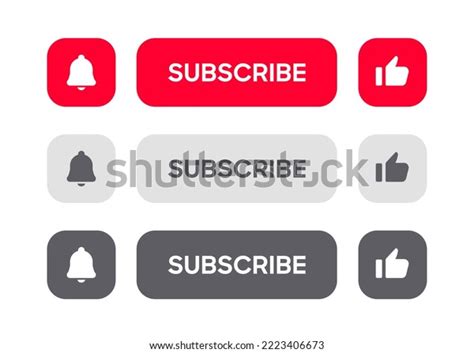 Subscribe Button Bell Notification Icon Button Stock Vector Royalty
