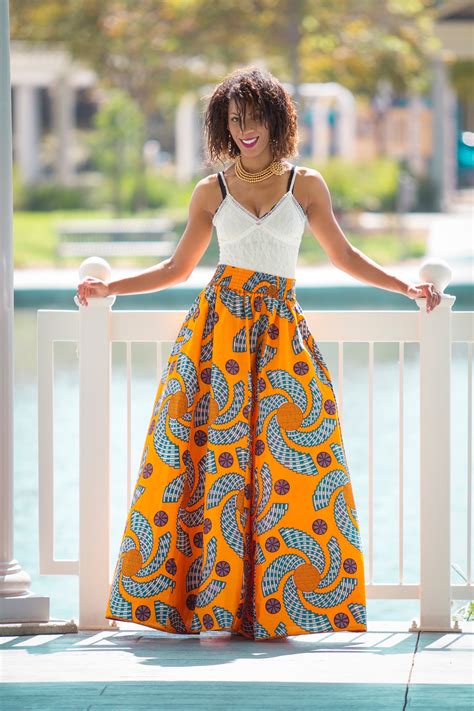 High Waisted African Print Maxi Skirt With Side Pockets Come Style With Me