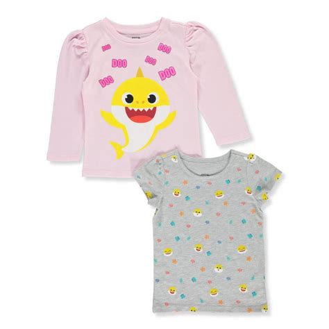 Baby Shark Pinkfong Baby Shark Girls 2 Pack Ls And Ss T Shirts