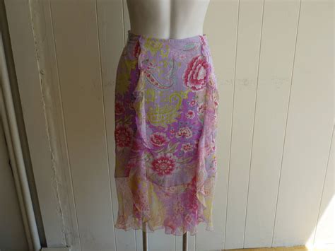 Emanuel Ungaro Silk Floral Ruffle Skirt For Sale At 1stdibs