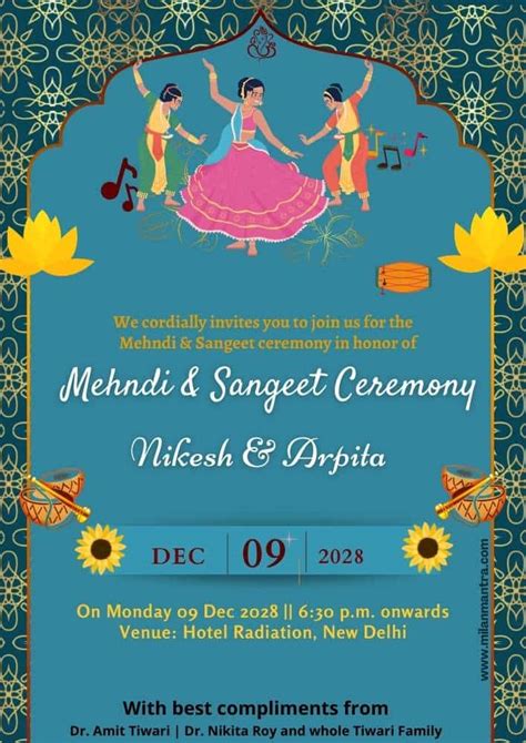 Free Sangeet Invitation Card And Sangeet Template Milan Mantra