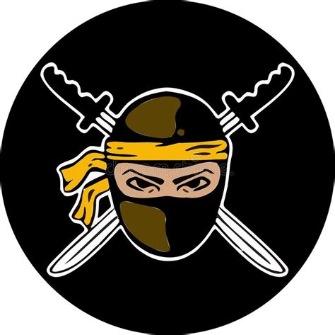 Badge Logo Ninja Sword Wars Assassin Symbol Stock Vector