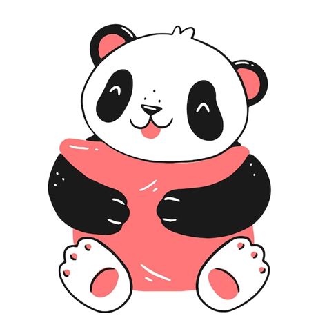 Premium Vector Cute Panda Print With Pillow A Happy Panda Cub Hugs A