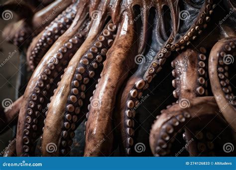 Close Up Of Octopus Kraken Monsterand X27s Tentacle With Its Suckers