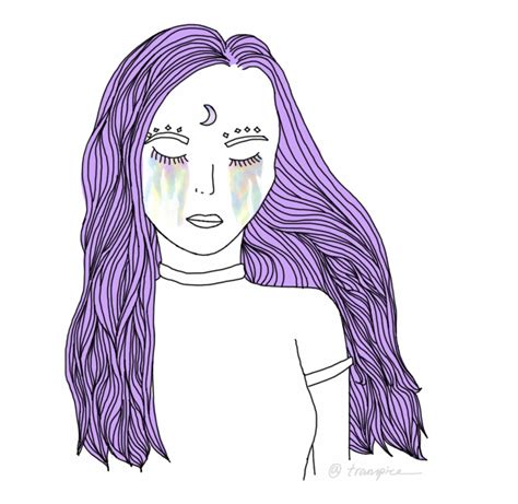 Aesthetic Purple Hair Girl Drawing Largest Wallpaper Portal