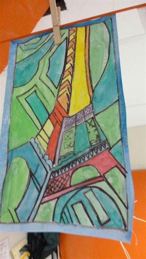 La Tour Eiffel avec mes CE2-CM1 en peintures à l'eau d'après Robert ...