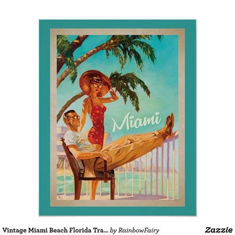 vintage miami beach florida travel poster vintage advertisement postcard travel posters