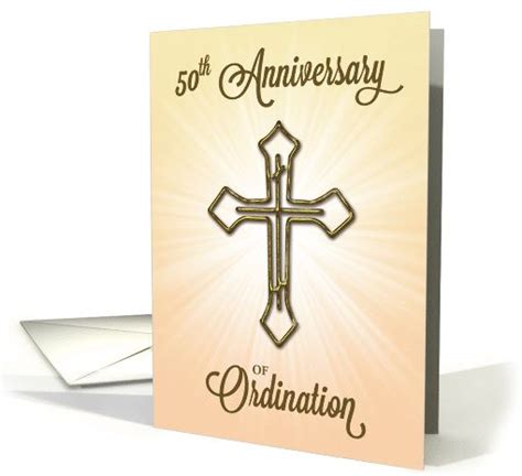 50th Anniversary Of Ordination Gold Cross On Starburst Card 55th