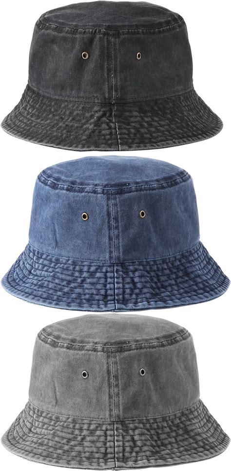 3 Pieces Denim Bucket Hat Unisex Sun Hat Wide Brim Fisherman Cap For