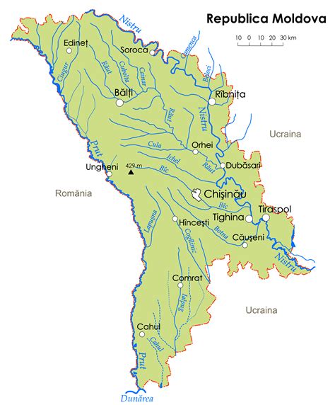 Large Rivers Map Of Moldova With Major Cities Moldova Europe