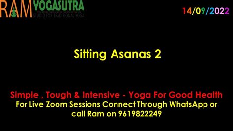 Asanas In Sitting Position Sequence 2 Rys Session 14 09 2022 Youtube