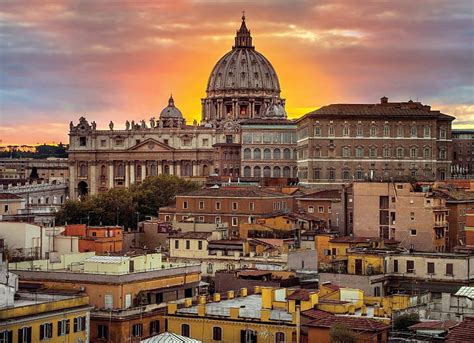 Rome Italy Vatican Houses Sunset Church Clouds Sky Hd Wallpaper