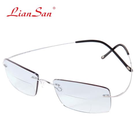 Liansan 2017 Titanium Bifocal Reading Glasses Menwomen Lightweight Rimless Eyeglasses Diopter