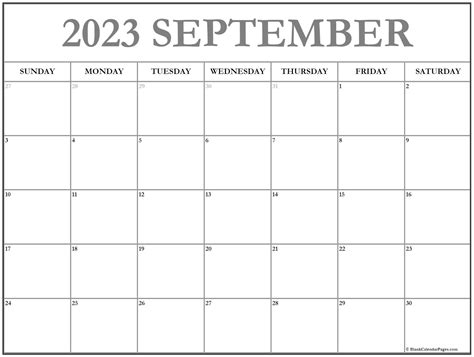 Free Printable September 2023 Calendar Printable World Holiday