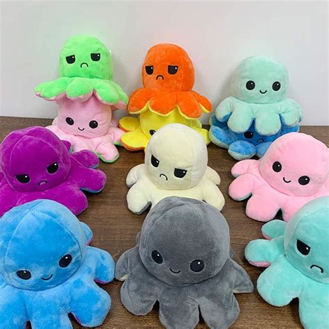 Reversible Octopus Plushies Cute Double Side Octopus Plush Toys Angry
