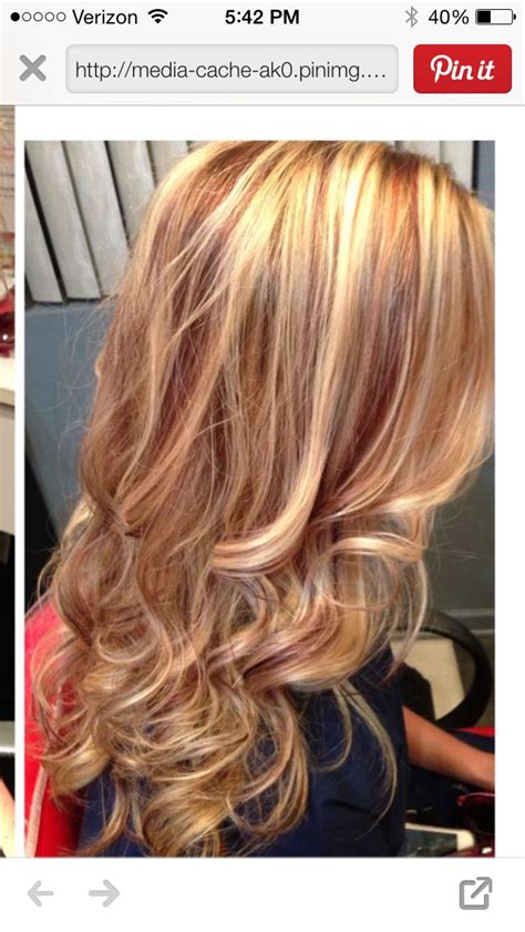 It is done by coloring each half of the hair separately. Blonde with soft red | Red blonde hair, Red hair with ...