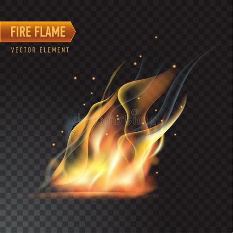 Realistic Burning Fire Flame Vector Effect With Transparency Stock