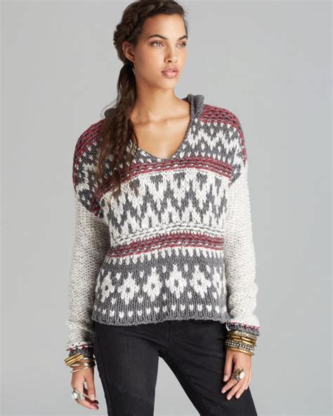 Free People Pullover Hooded Fair Isle Pullover Sweaters Sweater Weather