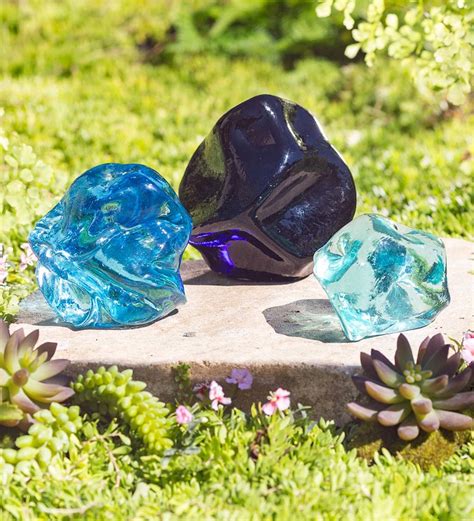 Recycled Organic Glass Rocks Set Of 3 Wind And Weather