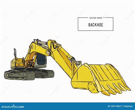Yellow Backhoe Loader Sketch Vector Stock Vector Illustration Of