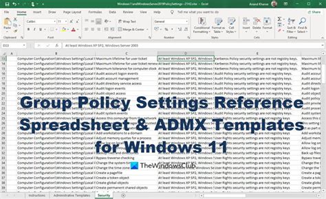 Download Group Policy Settings Reference Spreadsheet And Admx Templates