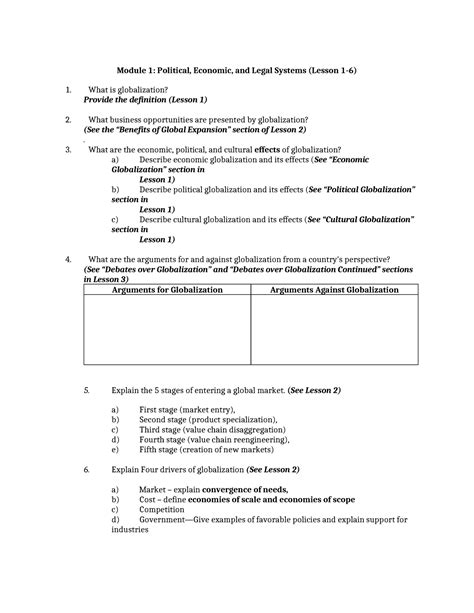 Module 1 Enhanced Study Guide Module 1 Political Economic And