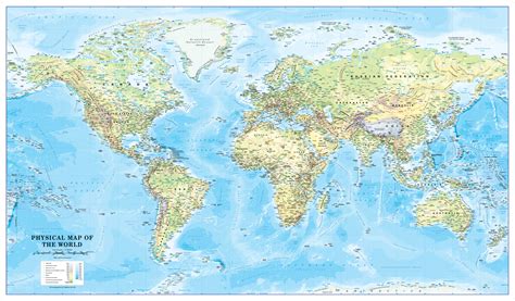 World Physical Supermap On Canvas 1400mm X 840mm