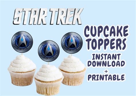Star Trek Cupcake Toppers Star Trek Party Star Trek Cake Etsy