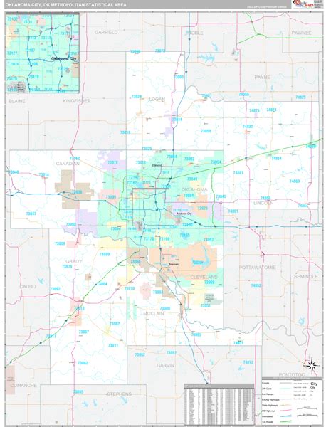 Oklahoma City Metro Area Ok Zip Code Maps Premium